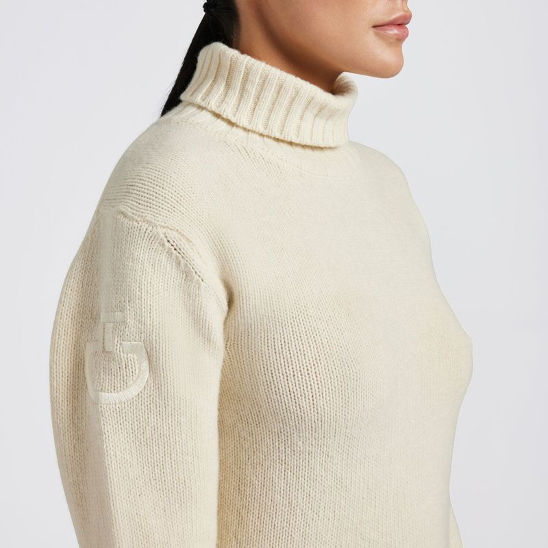 Cavalleria Toscana Women's Lambswool Oversized Turtleneck Sweate