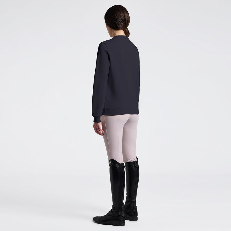 Women's Crew Neck Sweater with Floral Embroidery| Cavalleria Toscana - Charcoal