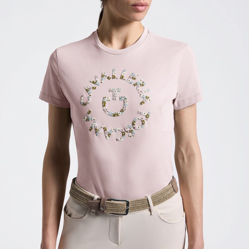 Women's T-Shirt with Floral Embroidery | Cavalleria Toscana - Violet Ice